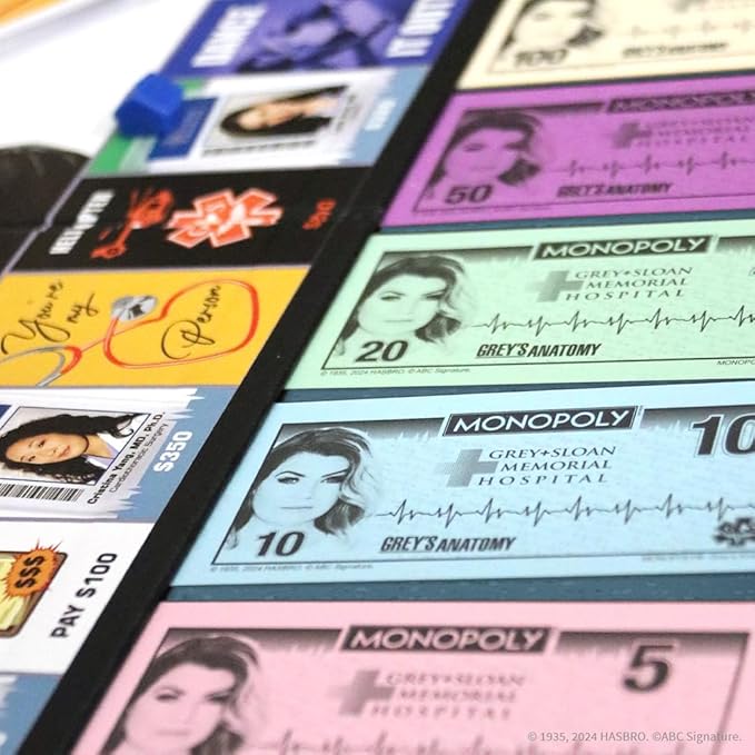 Monopoly: Grey's Anatomy Board Game | Featuring Ferry Boat Clipboard Scrub Top and More | Buy Sell Trade Iconic Doctors from Miranda Bailey to Meredith Grey | Officially Licensed Collectible