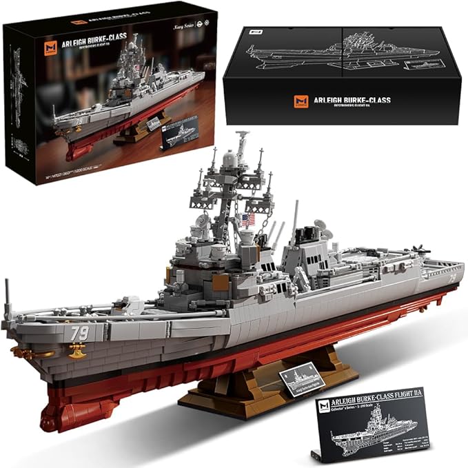 MISINI M7021 Arleigh Burke-Class Destroyer 1:200 Building Blocks Set 3601 Pieces MOC USN Warship Model Excellent Battleship Building Toy Gift and Collection for Military Enthusiast and Adult
