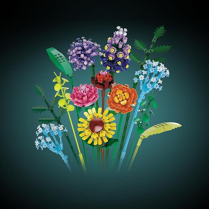 39150 The Words of Azure Flowers Building Blocks Flower Set 1853 Pieces of Floral and Plant Series Block Sets Adult Creative Enthusiast Model Gifts Can be Used for Room Decoration