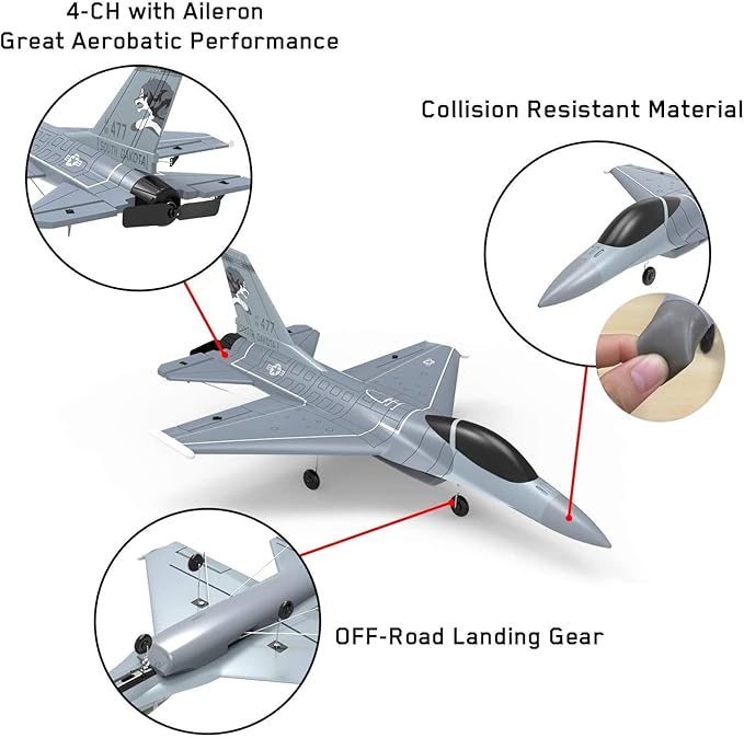 RC Plane 4 Channel RC Airplane 2.4Ghz RC Jet Ready to Fly F-16 Fighter Falcon Remote Control Airplane for Adults with X-Pilot Stabilizer System &amp One Key Aerobatic Best Gift for RC Hobbyist