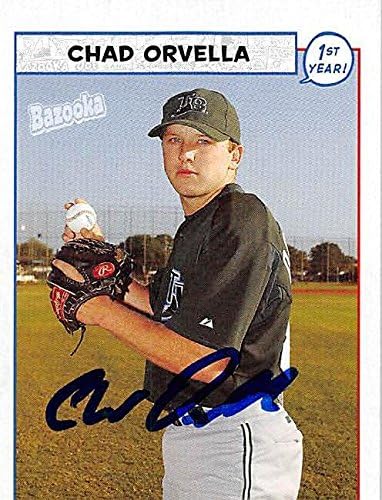 Sports Memorabilia Autograph Warehouse 247826 Chad Orvella Autographed Baseball Card - Tampa Rays 2005 Topps Bazooka - No. 195