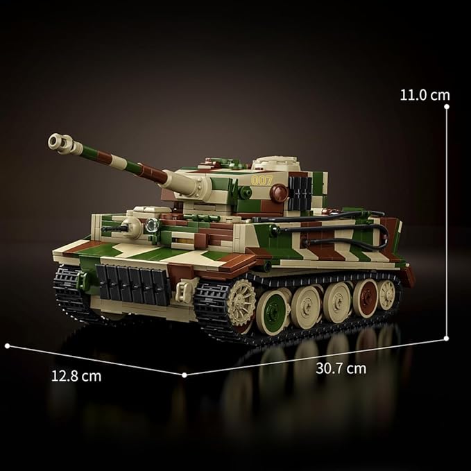 39061 German Tiger Tank No. 7 Building Block Set 1603 Pieces Military 1:28 Scale Tank Model Toys Ideal Gift for Room Decoration or Collection