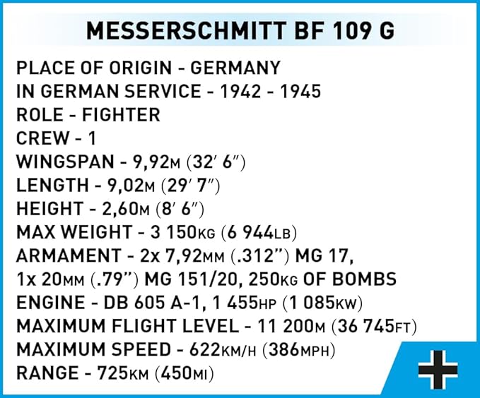 COBI Historical Collection WWII Messerschmitt BF 109 G Plane