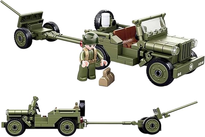 General Jim's WW2 Landing Craft Higgins Boat Building Blocks Set – 325 Pieces with Military Jeep &amp Rotating Figures – Compatible with All Major Brick Brands – Historical WW2 Model Set
