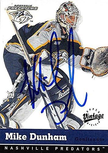 Sports Memorabilia Autograph Warehouse 224157 Mike Dunham Autographed Hockey Card - Nashville Predators FT 2000 Upper Deck Vintage - No. 201