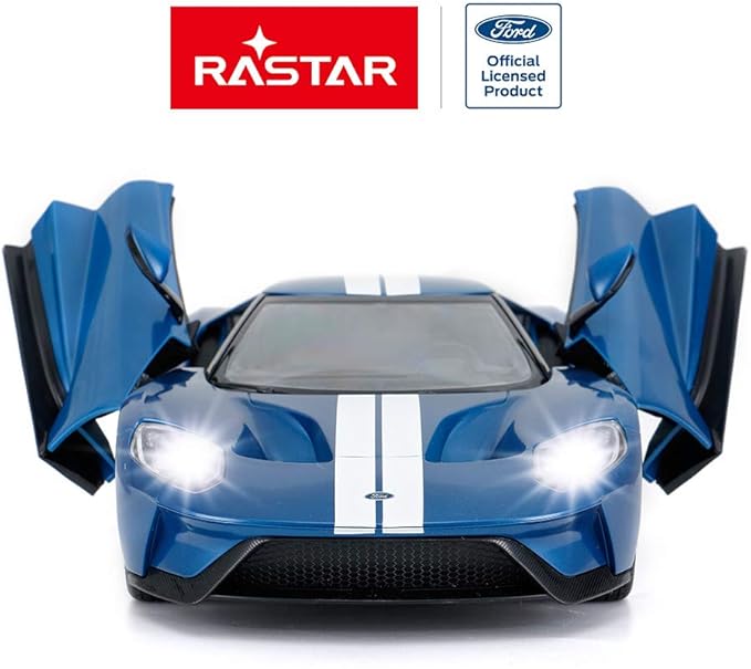 RASTAR RC Car | 1/14 Ford GT Remote Control RC Race Toy Car for Kids Open Doors by Manual Blue (2.4GHz)