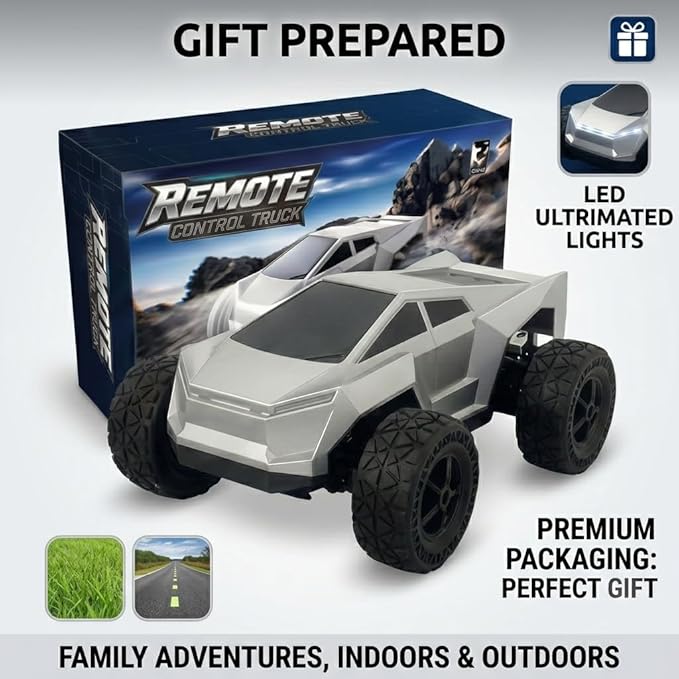 Cyber Toy Car for Kids - 1/18 Cyber Remote Control Car Hobby Monster Truck Toys 2.4GHz Off-Road Vehicles Birthday Gifts for Boys 4-6 Years Old Kids Age 5-7