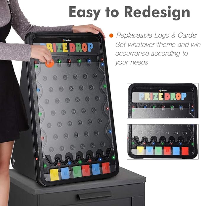 WinSpin 30x19 Prize Drop Board w/LED Light &amp 41x25 Prize Toss Bean Bag Toss Game w/ 10 Pucks &amp 5 Bean Bags for Carnival Event