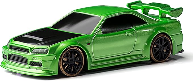 Turbo Racing 1:76 Scale Drift RC Car with Gyro Mini Full Proportional RTR 2.4GHZ Remote Control with 2 Replaceable Body Shell (C64-Green)