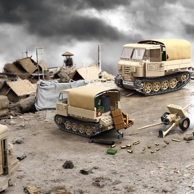 General Jim's WW2 Armored Vehicle Building Block Set - RSO/01 Track Tracker &amp 37mm Anti-Tank Set - 606 Pieces