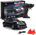 1/64 Scale 2.4G High Speed Drift RC Car Remote Control Drift 4WD Mini Lights System Desktop Drift Car for Adults (Black)