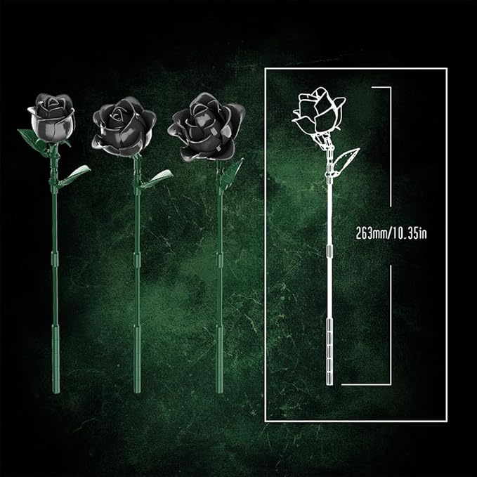 39094 Dark Rose Building Blocks Flower Set 585 Pieces of Floral and Plant Series Block Sets Adult Creative Enthusiast Model Gifts and Unique Collectibles Can be Used for Room Decoration