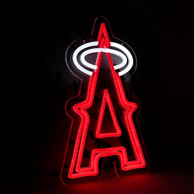 Balanar Baseball Neon Signs for Garage or Man Cave Decor Men's Gifts With Los Angels Team Logo Red Baseball Neon for Parties BarsDorms Office Wall Art and Game Room Decor