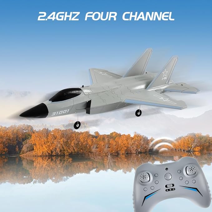 FX9631 4CH Outdoor Remote Control Airplane Brushless Single Duct Fixed Wing RC Aircraft Dual Battery Six-axis Gyro RC Plane Drone Easy to Fly Electric Gift for Beginners
