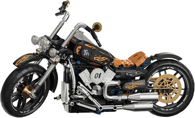 Vintage Motorcycle Building Block Toy Set Collectible Heavy Motorbike Building Bricks Model Kit Gift for Kids Adults (445 Pcs)