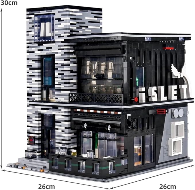 General Jim's Islet Pub &amp Restaurant Modular Building Set with LED Lighting 3992 Pieces Modern Corner Bar &amp Restaurant Compatible with Major Brick Brands GJ-MPR