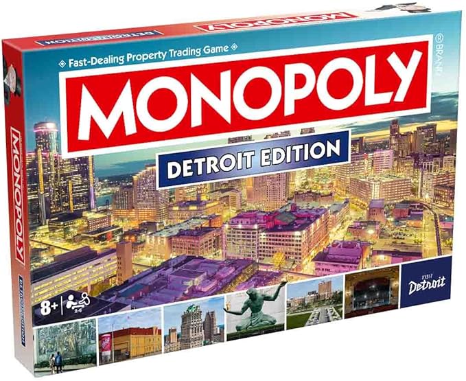 Monopoly Board Game Detroit MI Edition : 2-6 Players Family Board Games for Kids and Adults Board Games for Kids 8 and up for Kids and Adults Ideal for Game Night