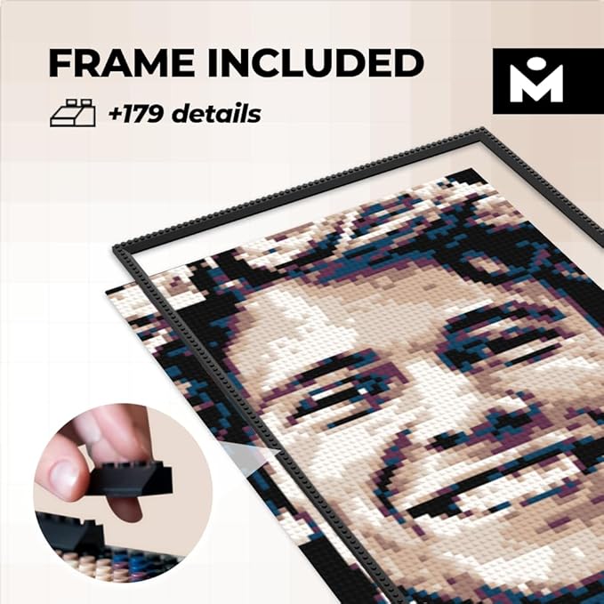 Color M Custom Photo Mosaic Building Set | DIY Craft Kit for Brick Wall Art Creation from Any Photo | Personalized Gift | Framed Building Blocks Portrait | Pixel Art Building Kit 20x30 in