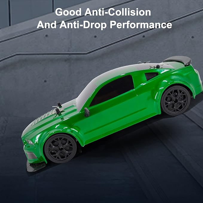 RC Drift Car 1:14 4WD 30KM/H High Speed RC Racing Car 2.4GHz Electric Sport Drifting Car with LED Lights 2 Batteries Drift &amp Race Tires for Adults (Green)