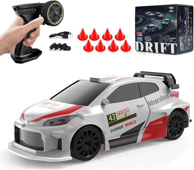 1:43 Scale Mini RC Drift Car with LED Lights Electric 2.4G Remote Control Racing Car Full Proportional 15KM/H High-Speed Vehicle for Hobbyists &amp Adults -RTR Version