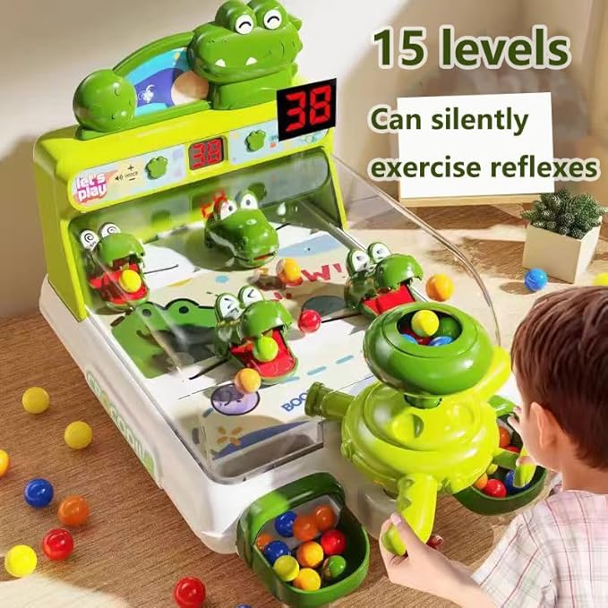 Dinosaur Crocodile Pinball Machine Board Kids Games Interactive Electronic Toys for Toddler Board Games Ages 3-5 Year Old Boy Birthday GiftBaby Toy for Early Learning (Green) ﻿