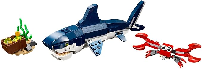 LEGO Creator 3 in 1 Deep Sea Creatures Transforms from Shark and Crab to Squid to Angler Fish Sea Animal Toys Gifts for 7 Plus Year Old Girls and Boys 31088