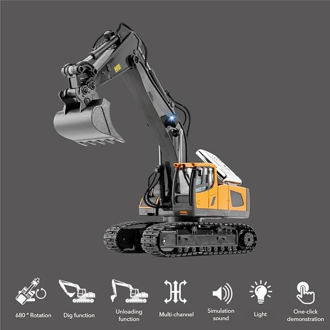 Mudsterz - Mudsterz Trucks Mudsterz Excavator 2.4GHz RC Construction Vehicle with Cool Lights and Real Sounds Realistic Engineering Design Metal Parts Little Builders Big Action (A1+B1+D1)