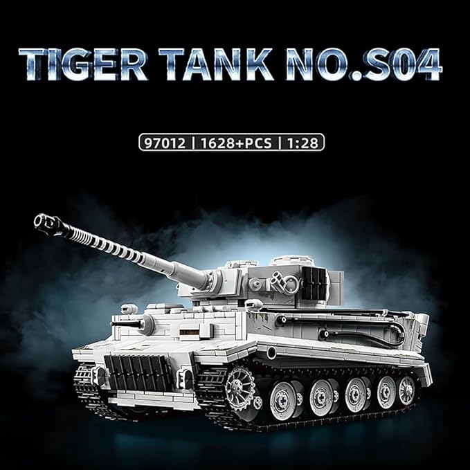 39063“Michael Wittmann's Tiger Tank No.S04” Building Block Set 1628 Pieces Military 1:28 Scale Tank Model Toys Ideal Gift for Room Decoration or Collection