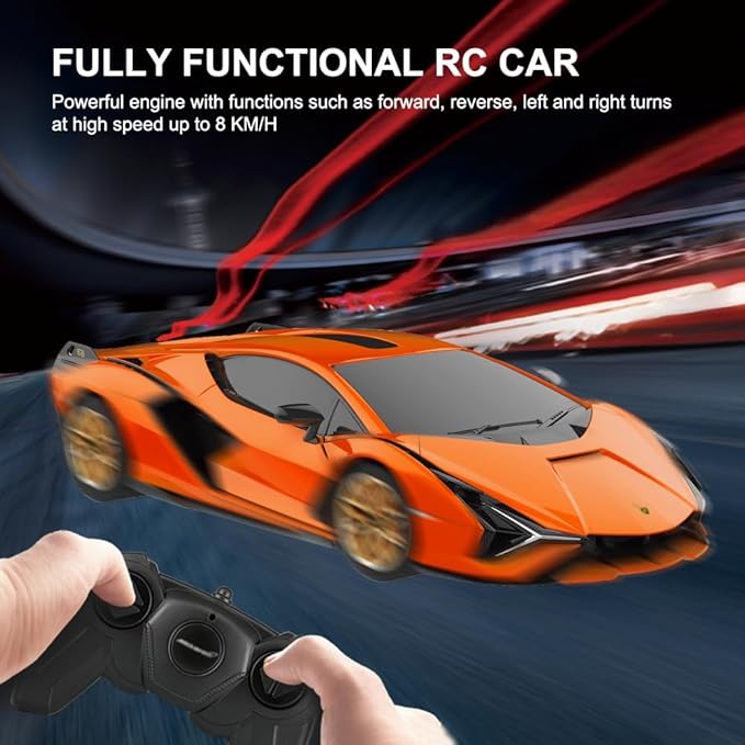 1:24 Scale Remote Control Car for Lamborghini Sian FKP 37 2.4GHz Model RC Cars Electric Sport Racing Hobby Vehicle Gift for Adults Kids Boys Girls - Orange