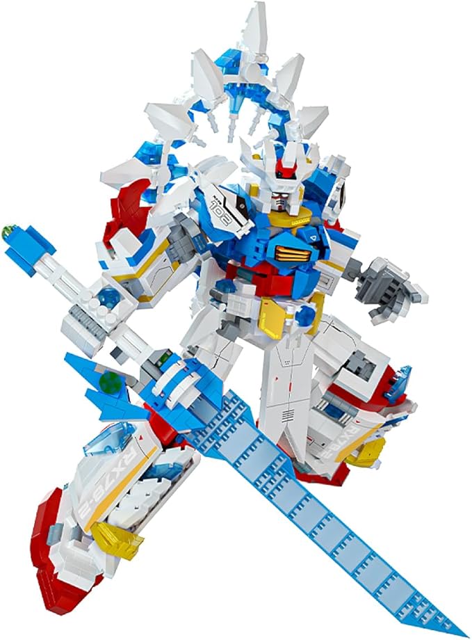 DAHONPA White Blue Warrior Manned Mecha Robot Building Blocks Set Guardian Transforming Mech Model Kit (1797+ Pieces) Loyal Warrior Robots Toys for Adults Christmas Birthday Gift