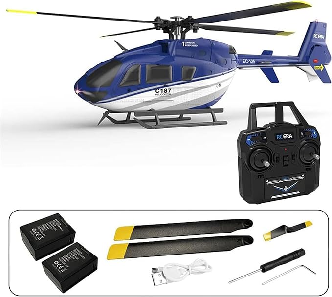 EC135 C187 Remote Controlled Heli Aircraft Plane RC Helicopter add Optical Flow Positioning Single Rotor No Ailerons 6-Axis Gyroscope Altitude Hovering Aerobatics for Adults Beginners