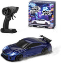 1/64 Scale Drift RC Car - 2.4GHz Half-Scale Remote Control 4WD High-Speed Mini Remote Control Car with Racing Lights (Blue)