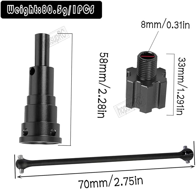 RC 10MM Drive Shaft CVD &amp Wheel Hex Hubs Upgrades Part for 1/5 X Maxx 8S Monster Truck45# Steel Driveshaft Front Rear Axles &amp Aluminum Wheel Nut &amp Wheel Hex Hops UpBlack