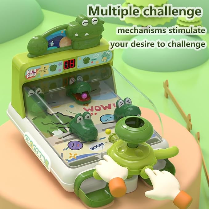 Dinosaur Crocodile Pinball Machine Board Kids Games Interactive Electronic Toys for Toddler Board Games Ages 3-5 Year Old Boy Birthday GiftBaby Toy for Early Learning (Green) ﻿