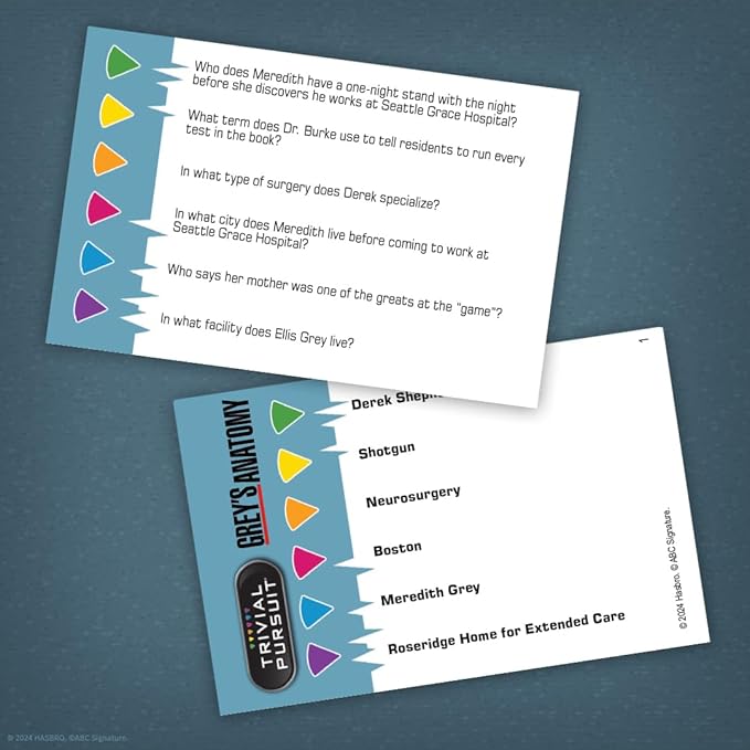 Trivial Pursuit Grey's Anatomy Trivia Game from The Hit Hospital Drama TV Series 600 Questions &amp Die in Travel Container Officially Licensed Grey's Anatomy Merchandise &amp Collectible