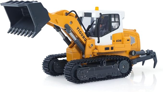 TOUCAN RC HOBBY 1/50 RC Tracked Loader Electric Lifting Radio Control Model Vehicle Metal Openable Bucket Tracks Ripper Soil Loosening Hook for Ages 14+