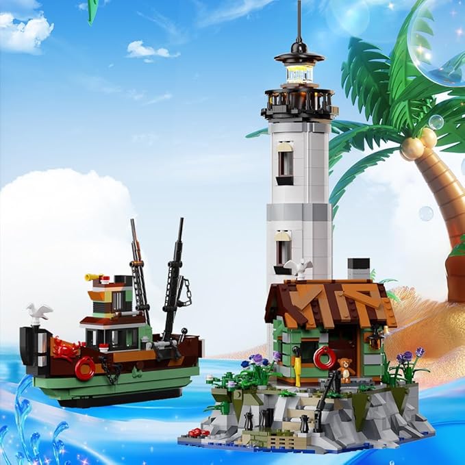 House Building Block Adults Sets The Island Modular Architecture Construction Building Model Set Present for (1480 Pcs)