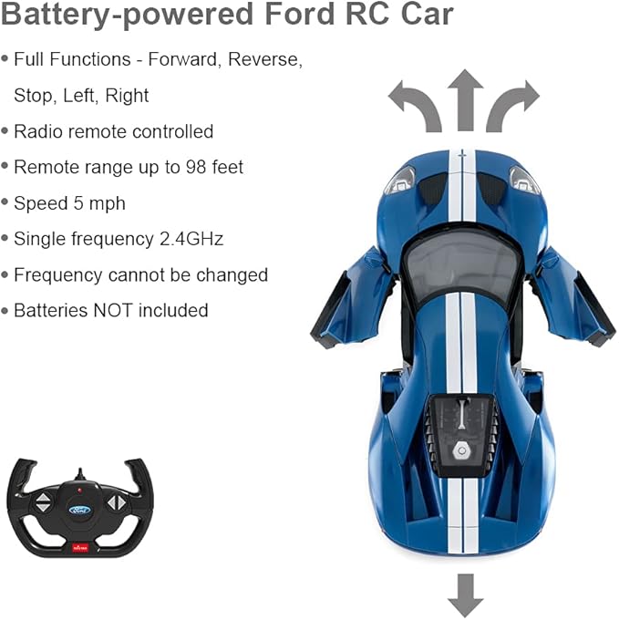 RASTAR RC Car | 1/14 Ford GT Remote Control RC Race Toy Car for Kids Open Doors by Manual Blue (2.4GHz)
