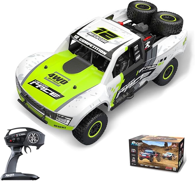 1/12 RD12 RC Drift Car 4WD Full-Proportional Brushed Racing Car with Gyroscope and 7-Color LED Lights Remote Control Truck Gift for Adults (Green)