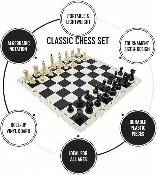20-inch Foldable Silicone Easy-to-Clean Large Chess Set Family Retro Adult and Children's Chess Portable Travel Game Chess Set with Storage Bag Ideal for Outdoor and Travel Use.