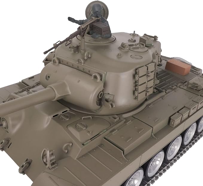 Heng Long US in Stock RC Tank 1/16 Customized 7.0 M26 Pershing RTR 3838 Idle Smoking Metal Tracks Wheels 360° Rotating Turret Infrared Combat Lifting Barrel Light Sound Airsoft Tank