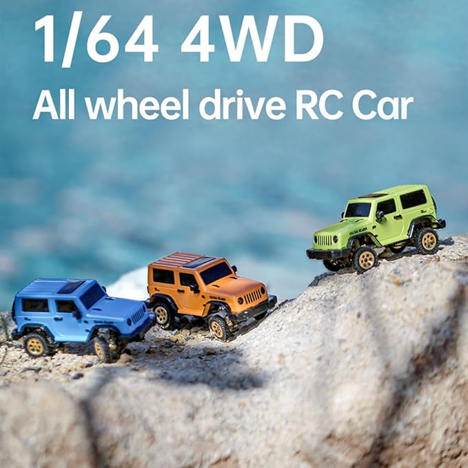 Mini RC Crawler Truck 4x4 1/64 Scale 2.5 KM/H RTR RC Car RC Rock Climbing Hobby Remote Control Car Off-Road Vehicle RC Buggy with LED Lights Ready-to-Run for Adults