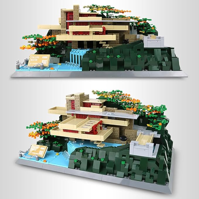 1221Pcs Fallingwater Pennsylvania Building Set World Landmark Architecture Model Collectible Toy for Kids and Adults