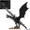 The Rings Dark Fantasy Giant Dragon with Witch King Figure Building Blocks Set - 80cm Large Scale Black Dragon with Lava Nest Base &amp Detailing for Adults 14+ (2199 Pieces)