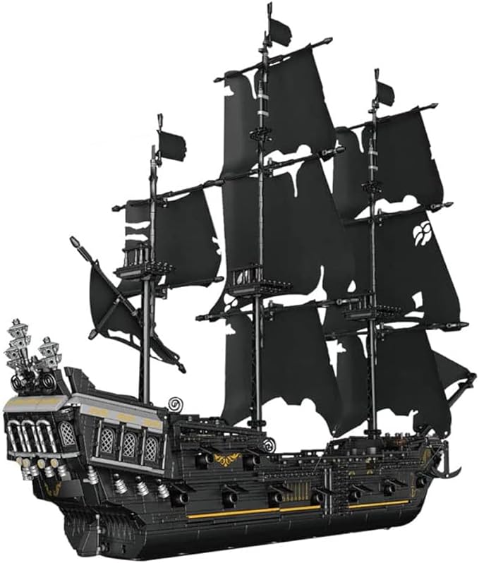 Black Pearl Pirate Ship Model Kit Large Boats Building Set Length 76.3cm with Sailboat Design for Adults Interesting for Enthusiasts 2868pcs