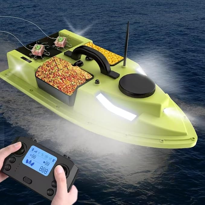 GPS RC Bait Boat for Fishing - 500m Range Auto Return &amp Cruise 4.4lbs Capacity Dual 5200mAh Waterproof for Carp/Catfish