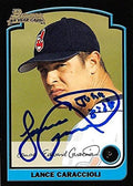 Sports Memorabilia Autograph Warehouse 244563 Lance Caraccioli Autographed Baseball Card - Cleveland Indians FT 2003 Bowman 1st Year - No. 193 Rookie