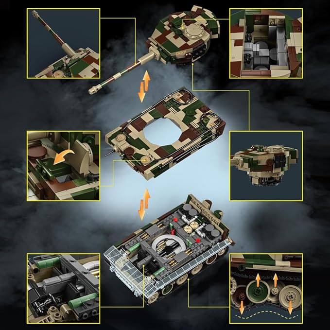 39061 German Tiger Tank No. 7 Building Block Set 1603 Pieces Military 1:28 Scale Tank Model Toys Ideal Gift for Room Decoration or Collection