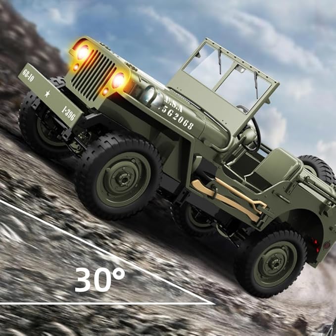 RC Crawlers 1:10 Scale New Upgrades D888 Willys Military Jeep 2.4Ghz 4WD Off Road Rock Crawler Vehicle with Lights All Terrain Electric RC Jeep Toy for Adult Teens
