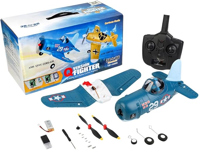 XK A500 RC Plane 2.4G 4CH Brushless RC EPP Fixed-Wing Airplane RTF Ready to Fly Gliding Aircraft Model with 6G/3D Flight Modes Airplane for Adults (RTF/Blue)